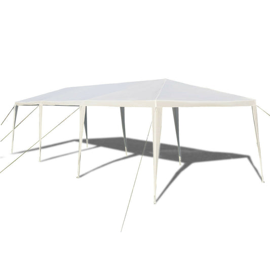 10 x 30 Feet Gazebo Canopy Tent with Connection Stakes and Wind Ropes - Color: White