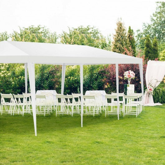 10 x 30 Feet Gazebo Canopy Tent with Connection Stakes and Wind Ropes - Color: White